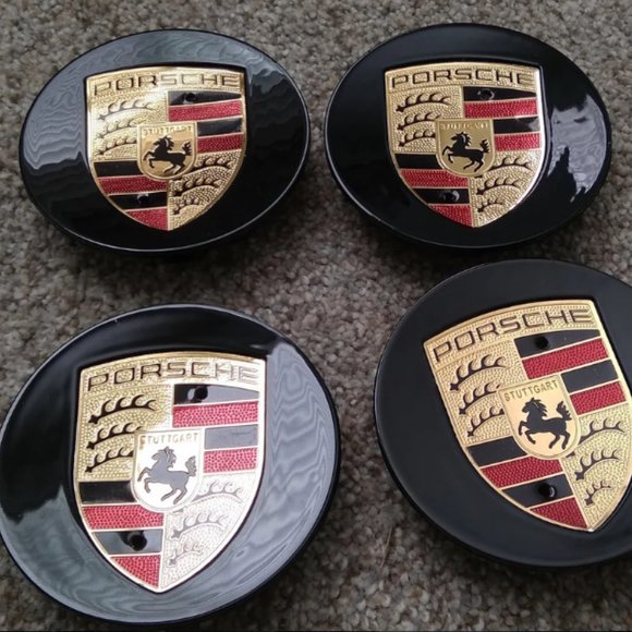 Brand New 4 Black 65MM, fits Porsche  Wheel rims Wheel Center Caps Porsche Mac… - Picture 1 of 13
